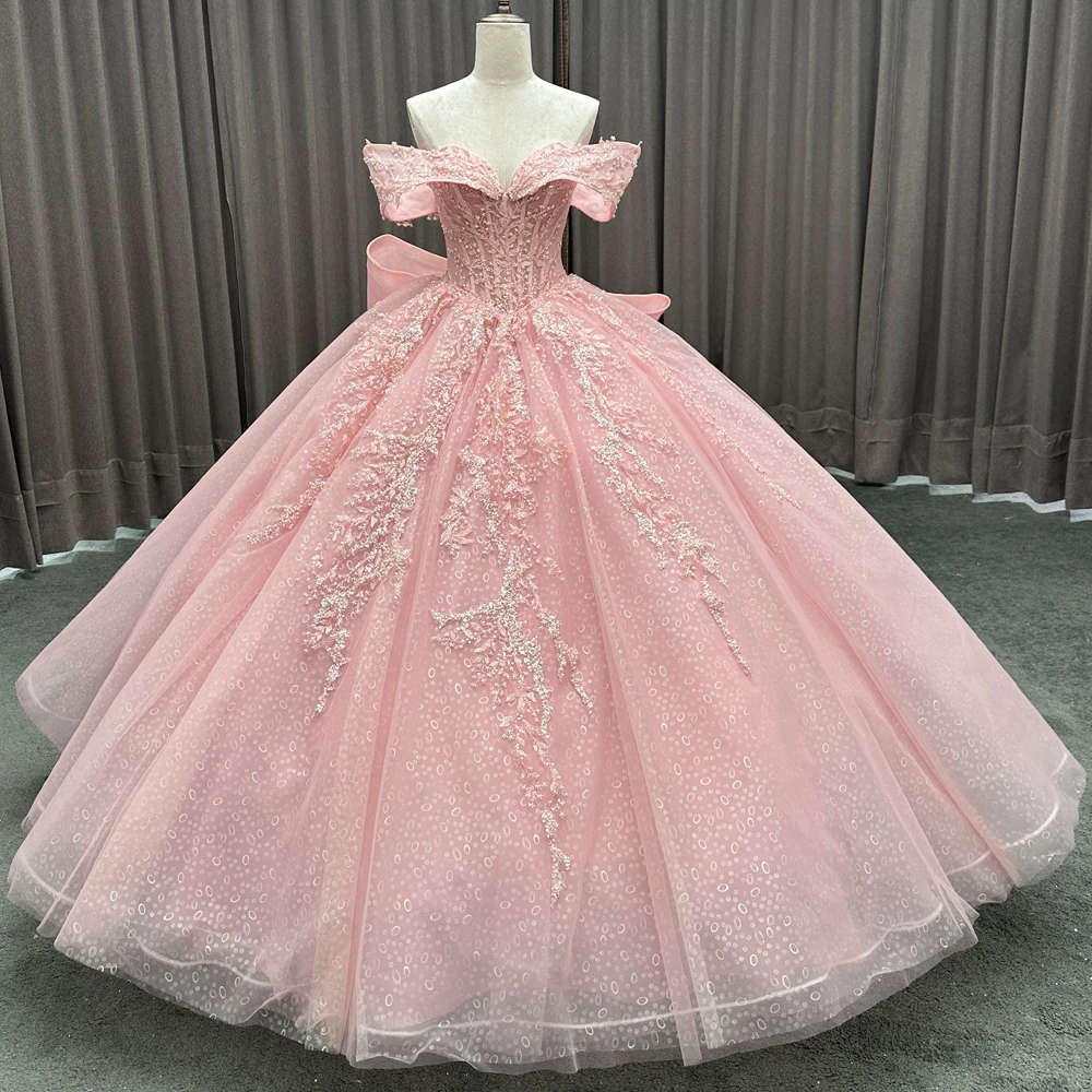 chinese dress ladies PM020,Pink applique spaghetti straps tulle prom dress,long evening gow –  prommirror