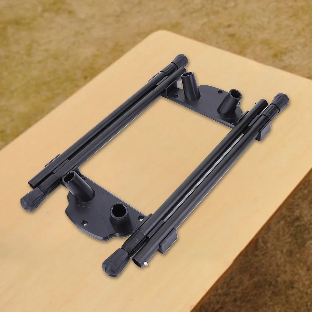 Metal Folding Camping Table Legs Adjustable Height Black