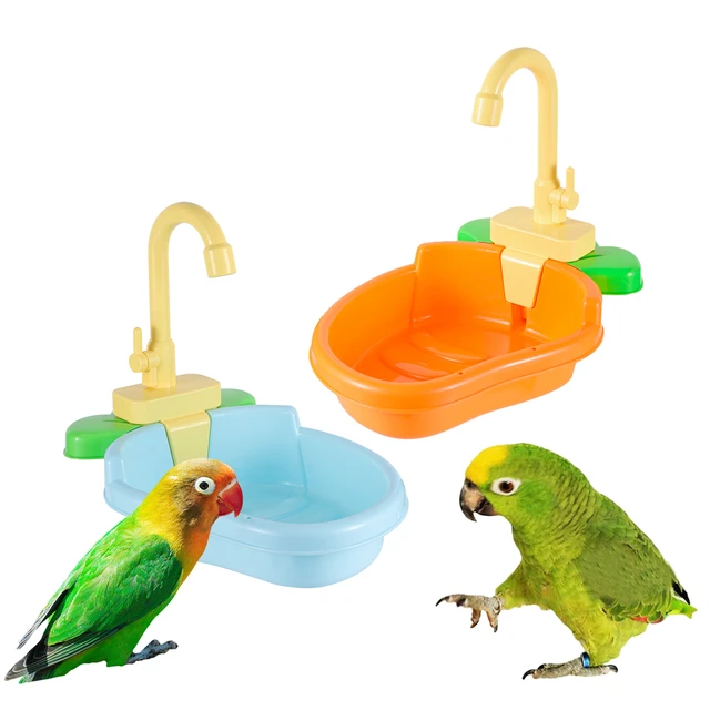 Plastic Parrot Bath Basin Automatic Bath Box Small Bird Cage Bathroom Multi-Functional Bird Toy Bath Basin Set Bird Supplies 1Pc 1