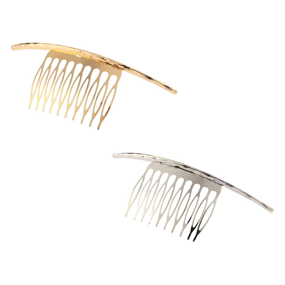 

2pcs Teeths Comb Alloy Metal Hair Clips Delicate Hair Combs Hairpins Headdress Side Hair Clamps, and Silver