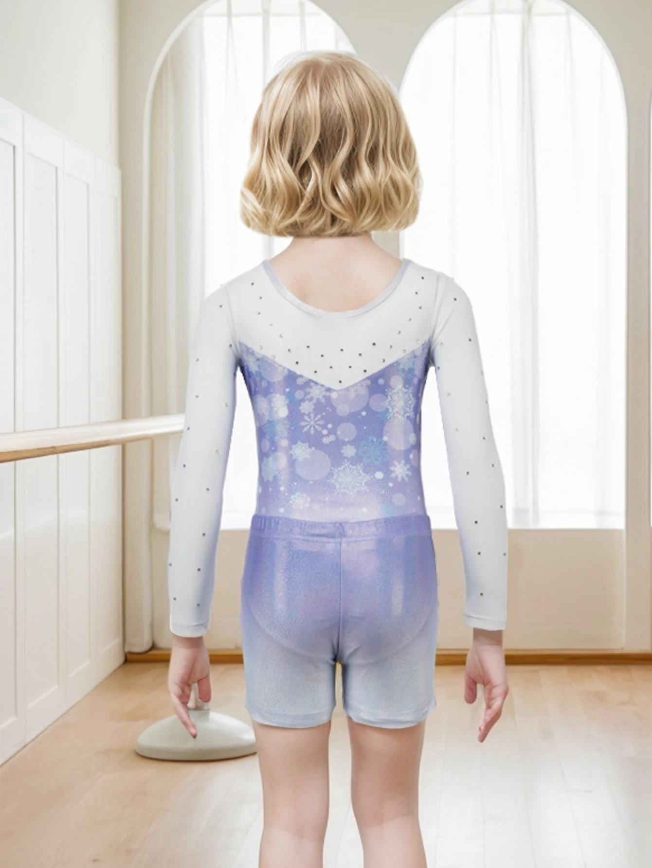 Children Dance Leotards Girls Gymnastics Long Sleeve Sparkly