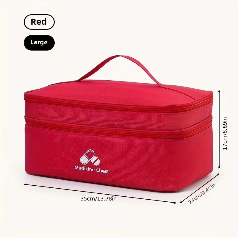 Large Capacity Portable Medicine Storage Bag - Durable Nylon Zippered Pill Case for Home and Travel Organization