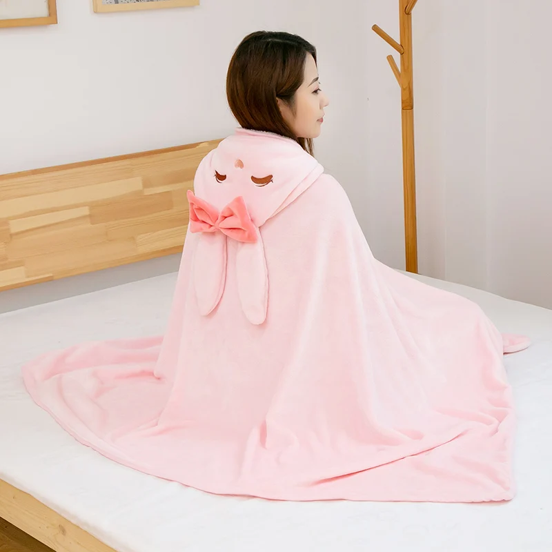 Disney Hooded Blanket - Coral Fleece Blanket Hooded Cute Cartoon Warm  Wearable - Aliexpress