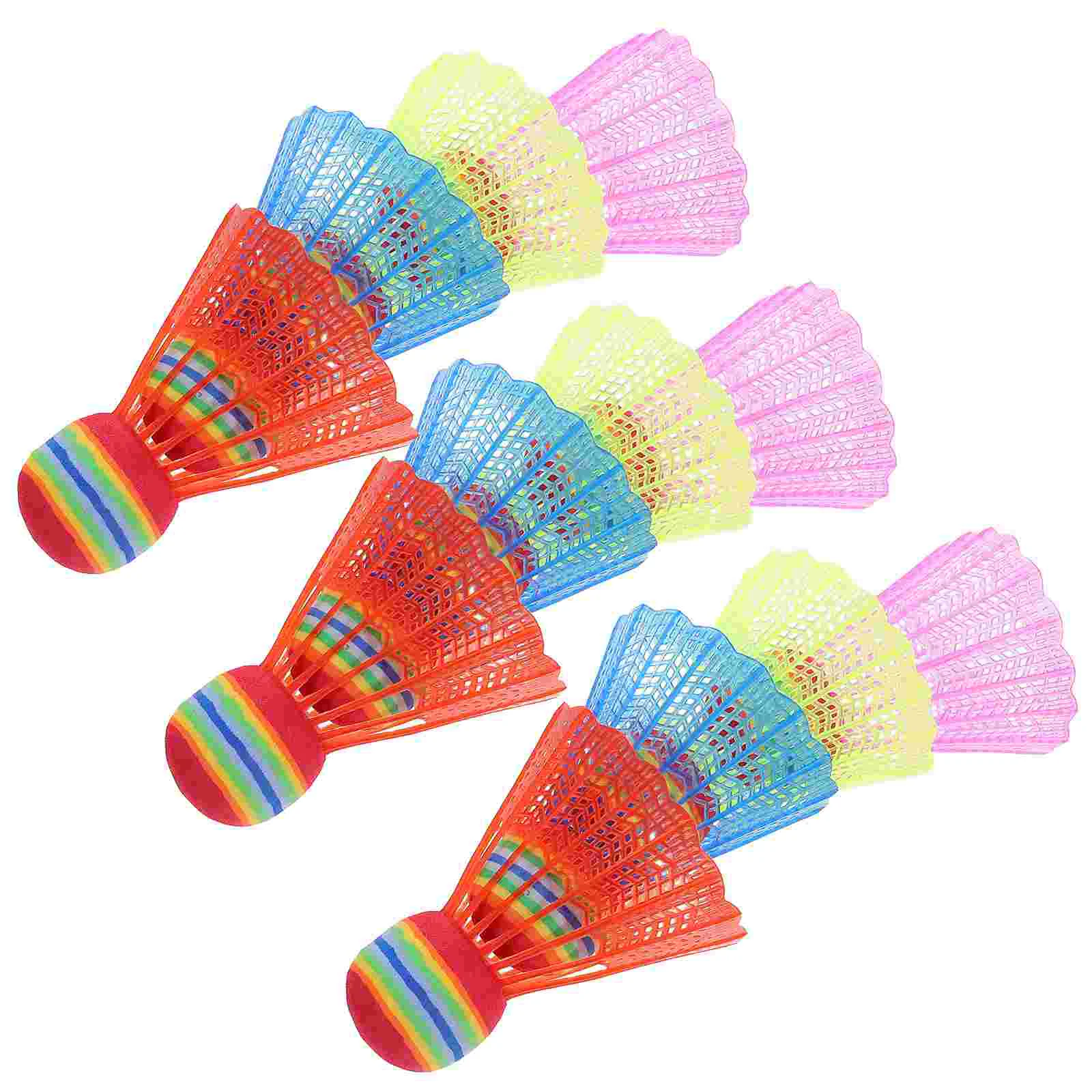 12 Pcs Colored Badminton Game Playing Equipment Birdies Training Kids Toy Sports Self Returning Shuttlecock Sparring