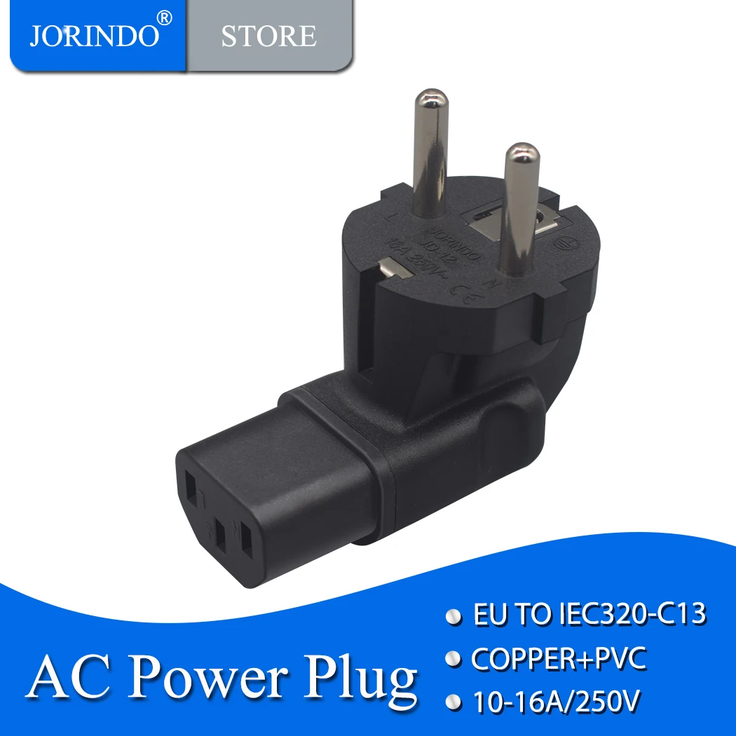 JORINDO EU4.8MM TO IEC320 C13 AC Plug Converter,German standard plug to C13 Power conversion plug16A/250V