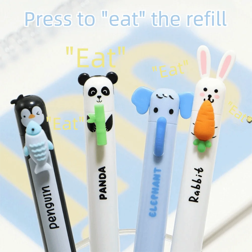 6-teiliges Set Niedliche Tierform-Radierbare Stifte 0,7mm Spitze Blaue Tinte Gelstift Schnelltrocknend Schreibwerkzeug Signaturstift Geschenk – Detail 6