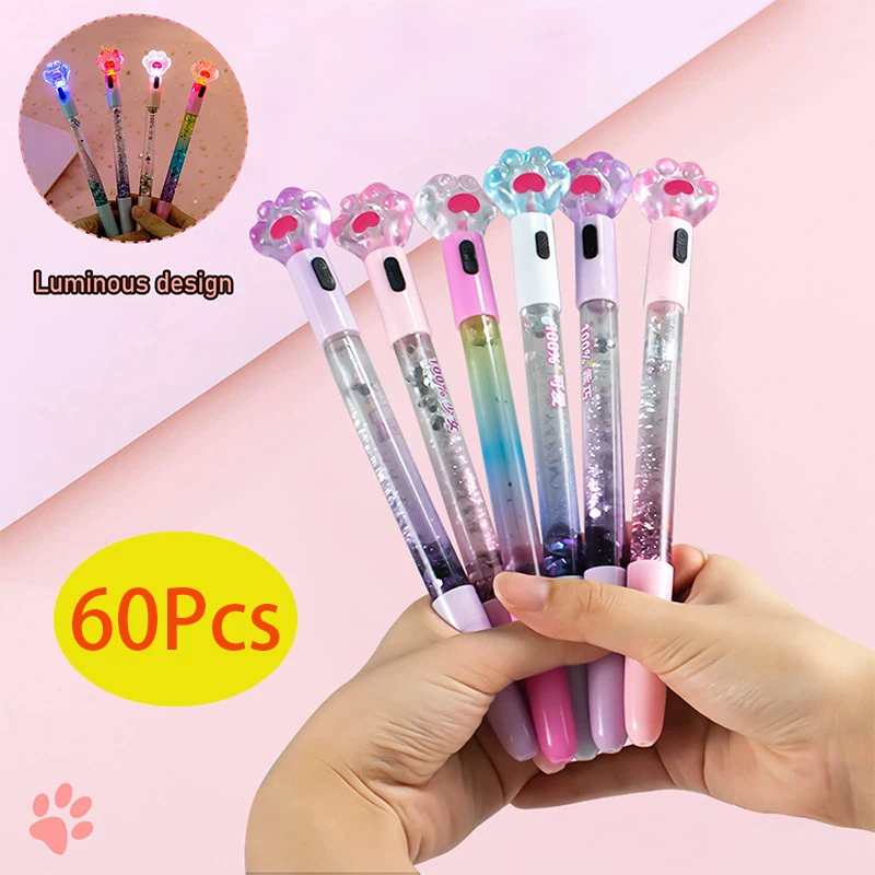

60Pcs Cat Claw Glowing Ball Pens Luminous Writing Pen Party Signing Pens Cat Claw Pen Stationery Light Pen