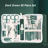 30pcs Professional Stainless Steel Nail Clipper Set Green Nail Tools Manicure  Pedicure Set of 30pcs Travel Grooming Kit 1