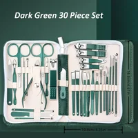 30pcs Professional Stainless Steel Nail Clipper Set Green Nail Tools Manicure  Pedicure Set of 30pcs Travel Grooming Kit 1