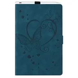 Elegant Floral Butterfly Tablet Case for 11-Inch Devices - Premium PU TPU Protective Cover with Card Holder + Bonus Gift (Blue butterfly hf)