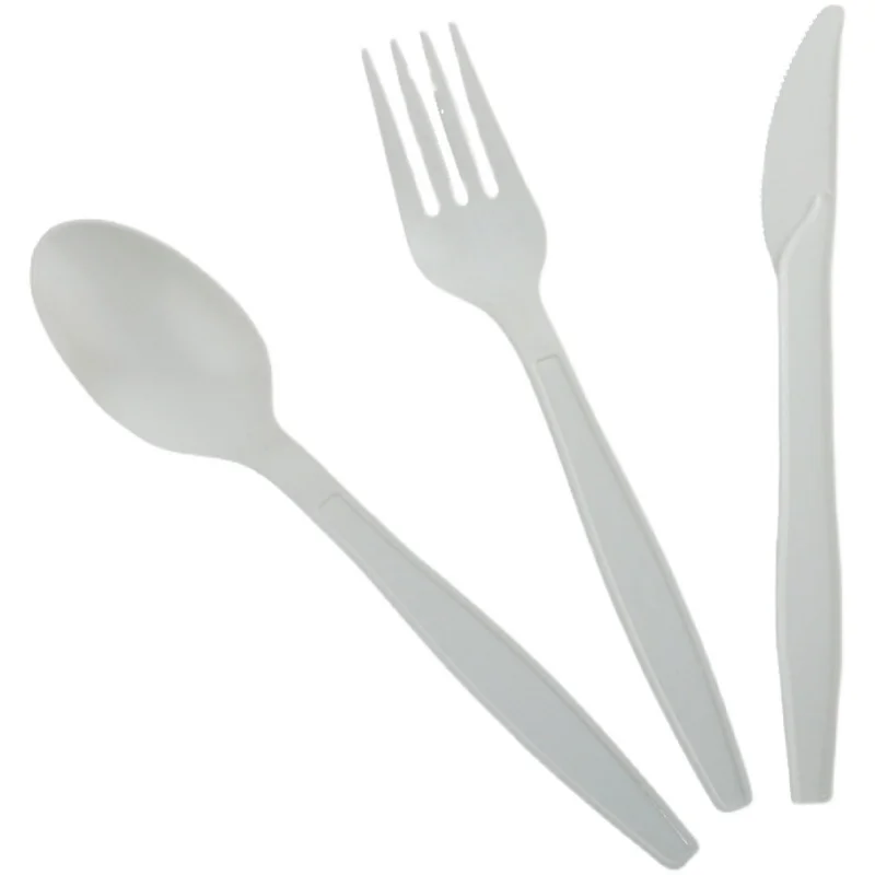 Disposable Dessert Spoons Biodegradable Cutlery Spoon Disposable Degradable Corn Starch Tableware Pizza Teaspoon Spoon Fork Knife Mini Cutlery Festival Party Accessories 100pc/lot