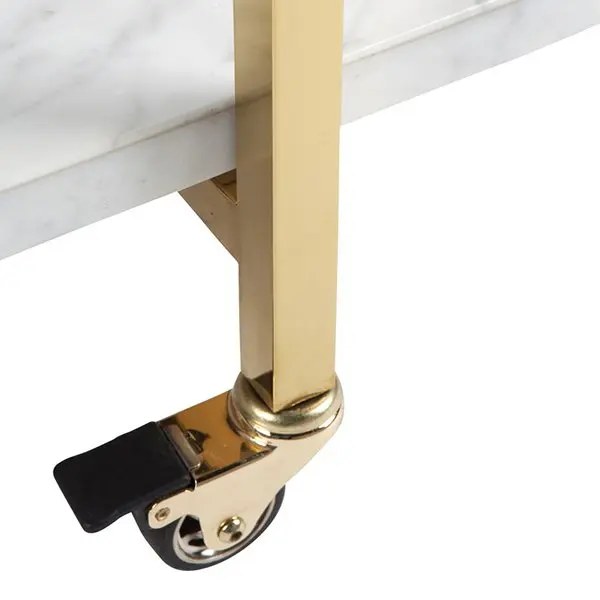 Black &Gold Marble Top Trolley Metal Bar Cart Rectangular Shape High Quality For Serving Price