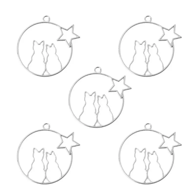 

5x Moon for Cat Open Bezel Setting Resin Frame Pendant for DIY Craft Jewelry Mak