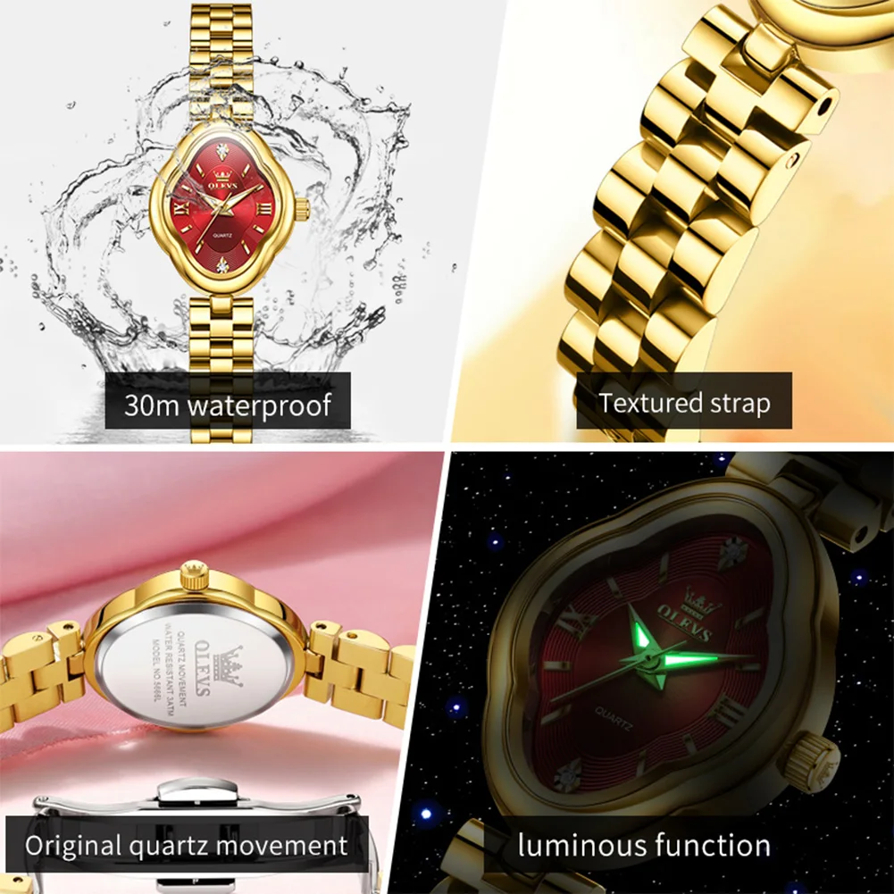 OLEVS 5666 Woman's Watch Elegant Luxury Waterproof Moonswatch Mechanical Watch For Women Roman Scale Classic Ladies Wristwatch