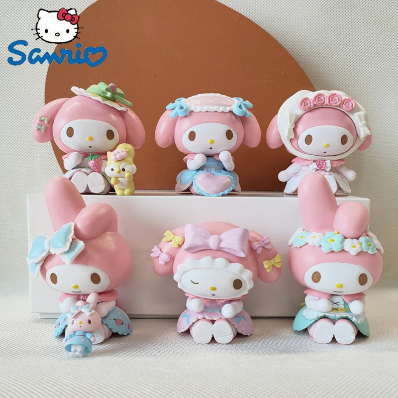 

6pcs/set Sanrio Kawaii Action Figures My Melody Cartoon Figurines Collection Pvc Model Statue Doll Children Toys Gift Decoration