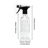 Plastic Empty Spray Bottle 16.9oz/500ml 2 Pack Heavy Duty Spraying Bottles Mist/Stream Water Bottle for Cleaning Solutions, 2