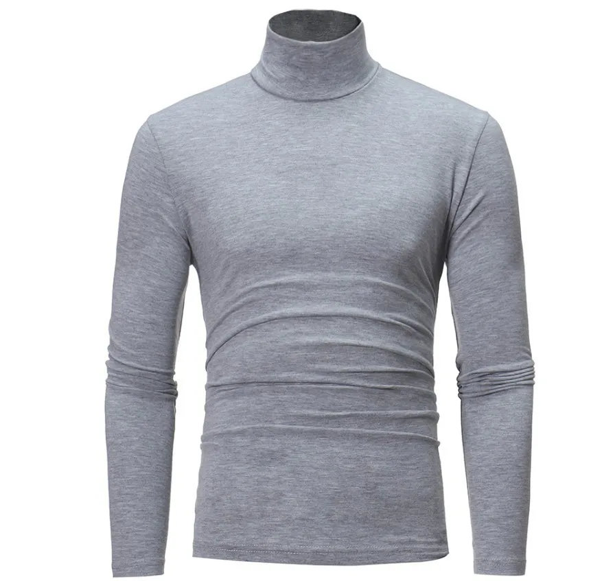 Spring Autumn Winter Men's Bottom Shirt High Elasticity Men's Casual Long Sleeve Sports Turtleneck Quality Tops 4