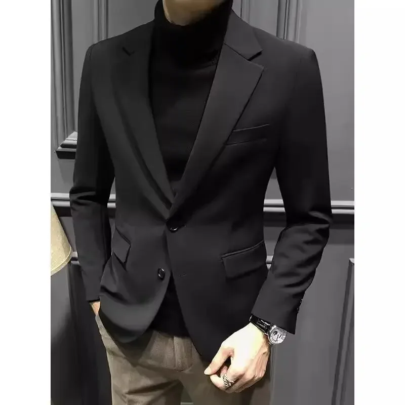Slim Fit Casual Style Gold Thread Embroidered Youth Fashionable Spring Autumn Business Suit Jacket Korean Version Single Button