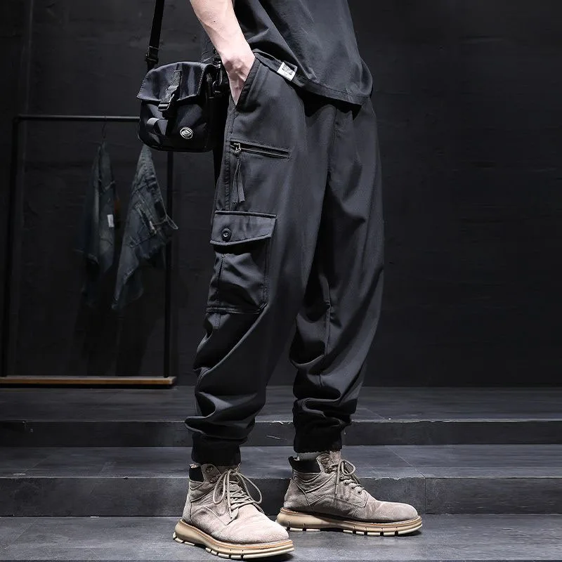 New Autumn Fashion Trend Label Patchwork Work Leggings Harlan Loose and Versatile Ruffian Handsome Men's Casual Sports Pants