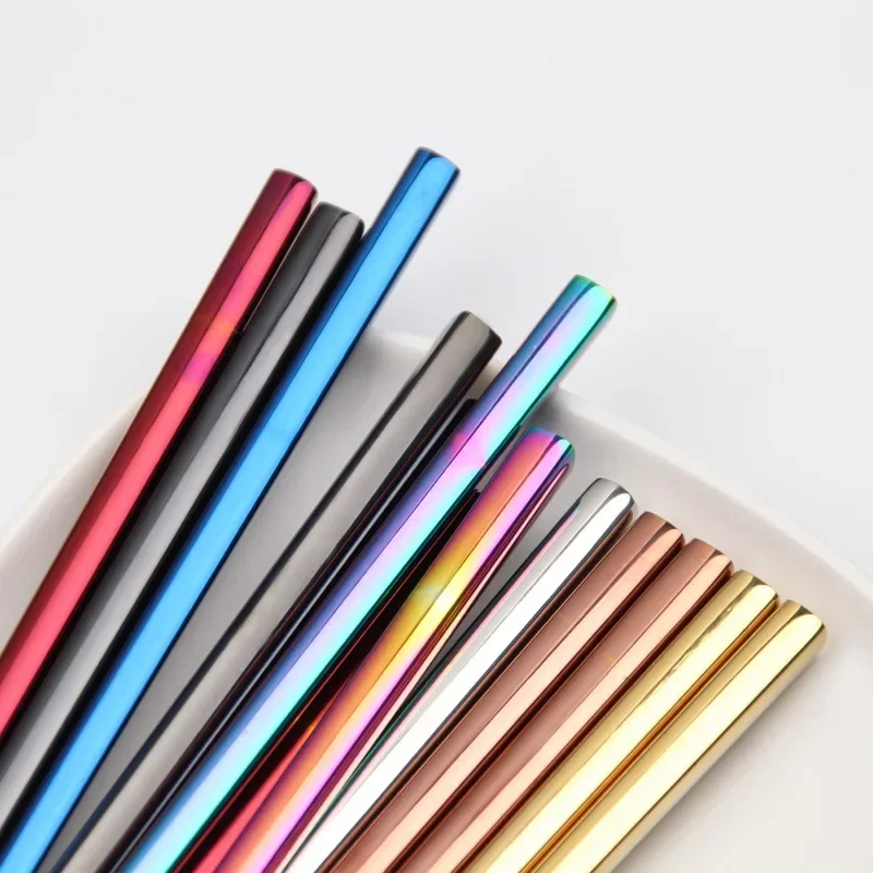 1 Pair Stainless Steel Chopsticks Reusable Portable Food Sticks Korean Metal Chopsticks Kitchen Accessories Dishwasher Safe