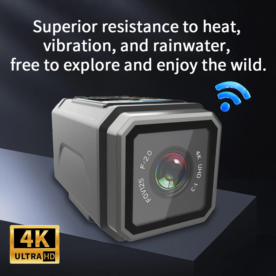 Mini caméra sport 4K Ultra HD sans écran, compacte et légère pour filmer sous l'eau