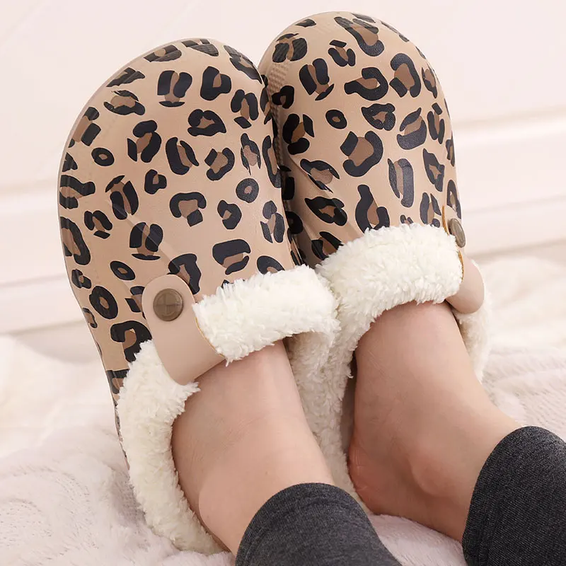 aliexpress.com - Bebealy Women Clog Fur Shoes Winter Indoor Fluffy House Slippers With Padded Shoes For Men Outdoor Waterproof EVA Fur Slippers