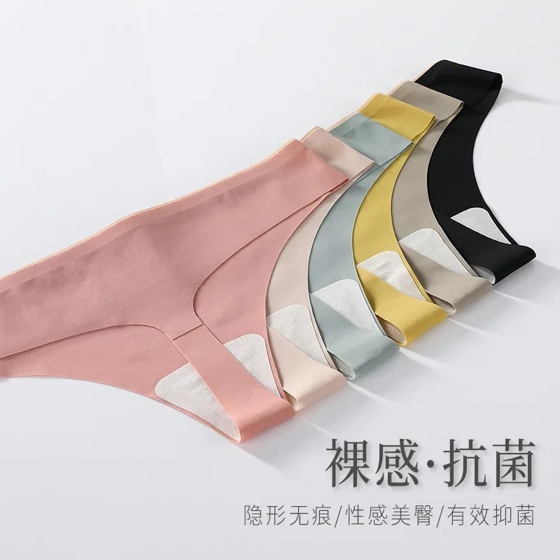 

Women Underwear Sexy Sports Seamless Panties Female Lingerie T-back G-string Thong Large Size XL Ice Silk Low-Rise Underpant