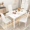 Dining Table Set for 4 Marble Kitchen Table and Chairs for 4, Comfortable PU Leather Chairs,Dining RoomTable Set for Small Space 3