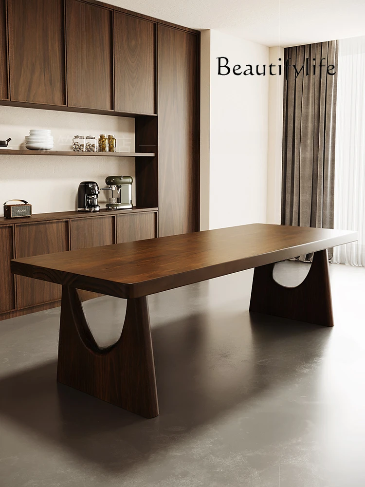 

Solid Wood Dining Table Household Solid Wood Legs Rectangular Dining Modern Minimalist Commercial Dining Tables and Chairs Set