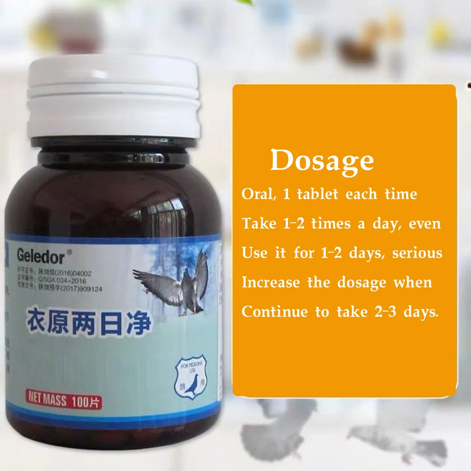 Pigeon Chlamydia Two Days Net Single Eye Cold Cough Not Flying Throat Infection Thick Phlegm 100 Tablets pigeon medicine