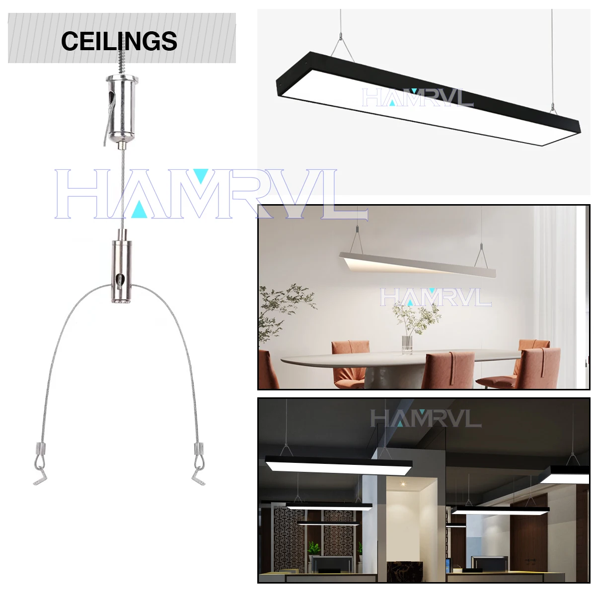 4pack 1.5M Steel Wire And Screws Suspension Mounting Wire Rope Kit Suspension Panel Led Ceiling Lamp Headlamp Hanging Rope