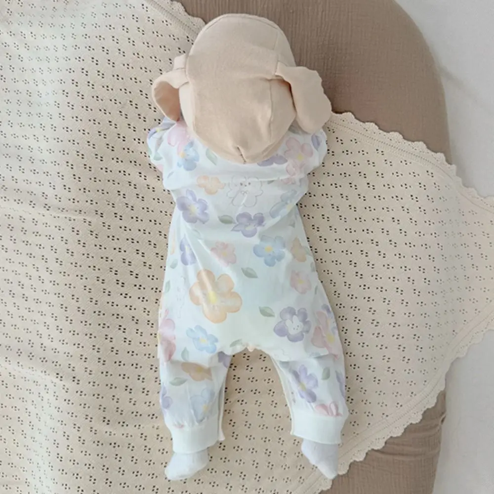 Toddler Wear Soft Baby Jumpsuit Cartoon Pattern Button Design Infant Romper Cute Printed Cotton Newborn Onesie Infant Wear