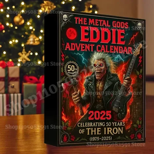 Rock and Metal Eddie Advent Calendar 2025 2D Acrylic Eddie Hanging Christmas Band Pendant 24pcs Keychain