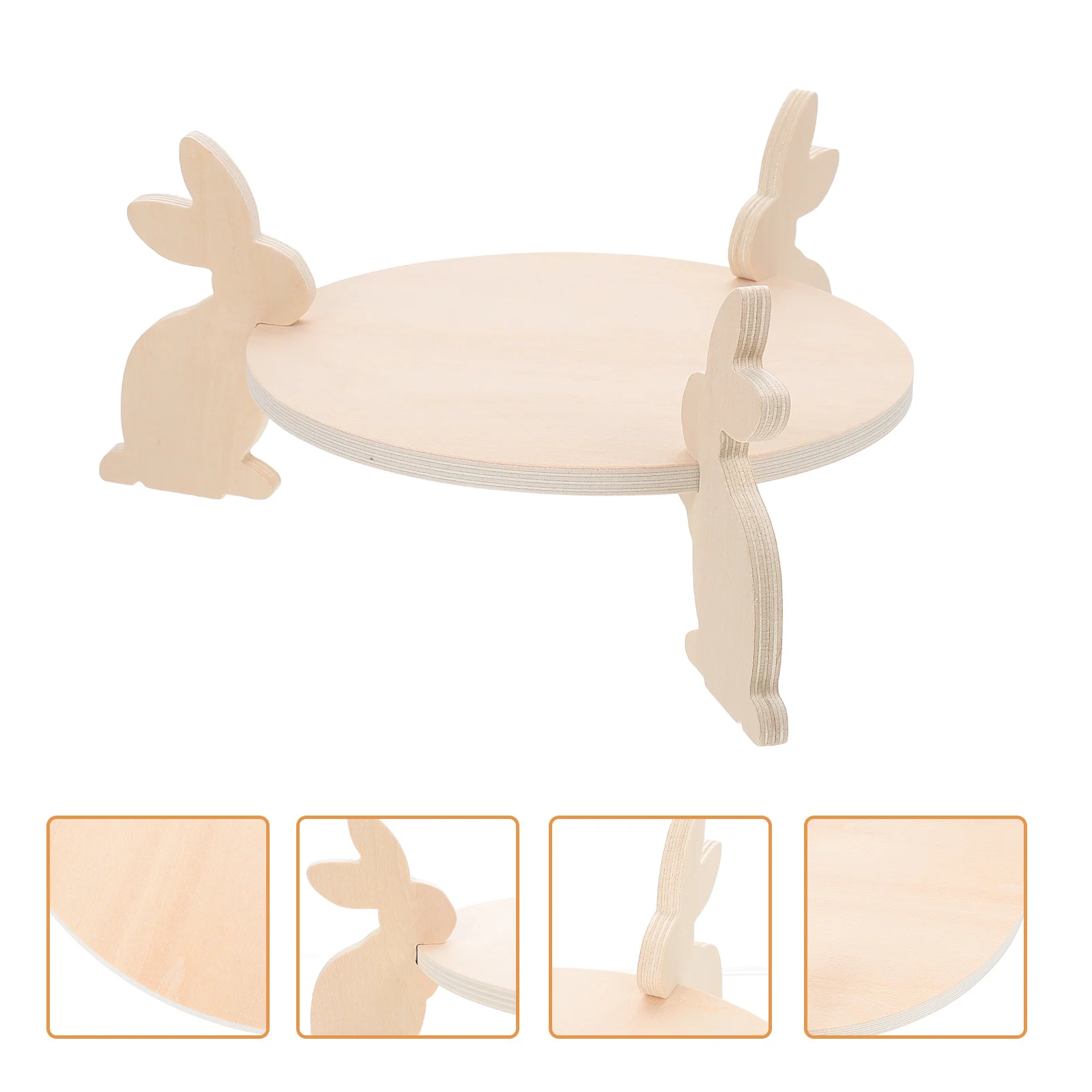 

Stand Cake Serving Tray Dessert Display Cupcake Plate Wood Bunny Wooden Holder Rabbit Pastry Party Rack Plates Animal Stands
