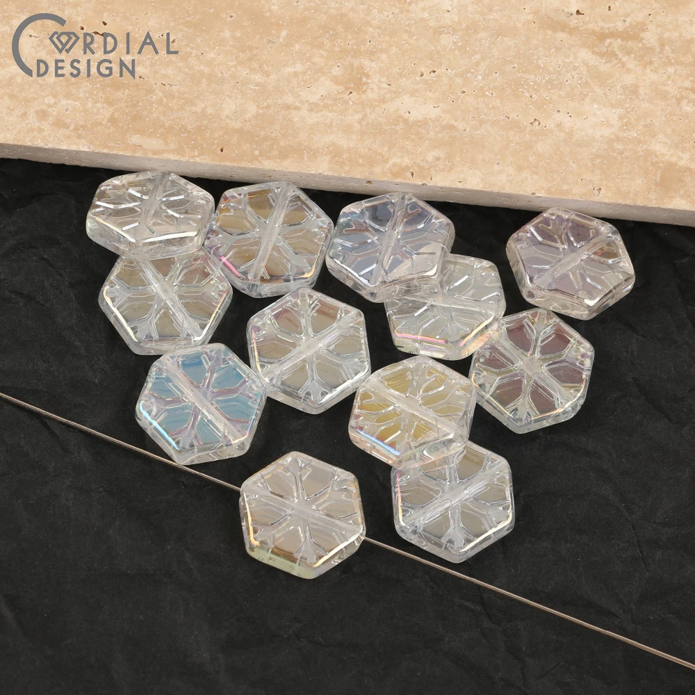 Cordial Design 15*16MM 200pcs Aurora Effect/DIY Glass Bead/Carving Effect/Hand Made/Geometry Shape/Jewelry Findings & Components - cordial