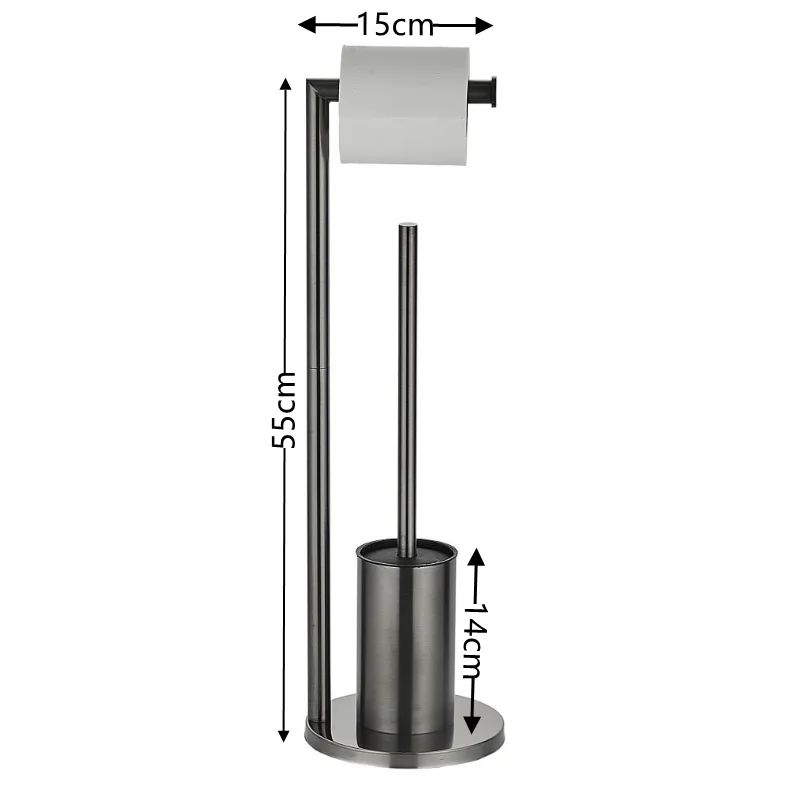 Floor-to-ceiling Toilet Brush Holder with Toilet Paper Holder Stainless steel