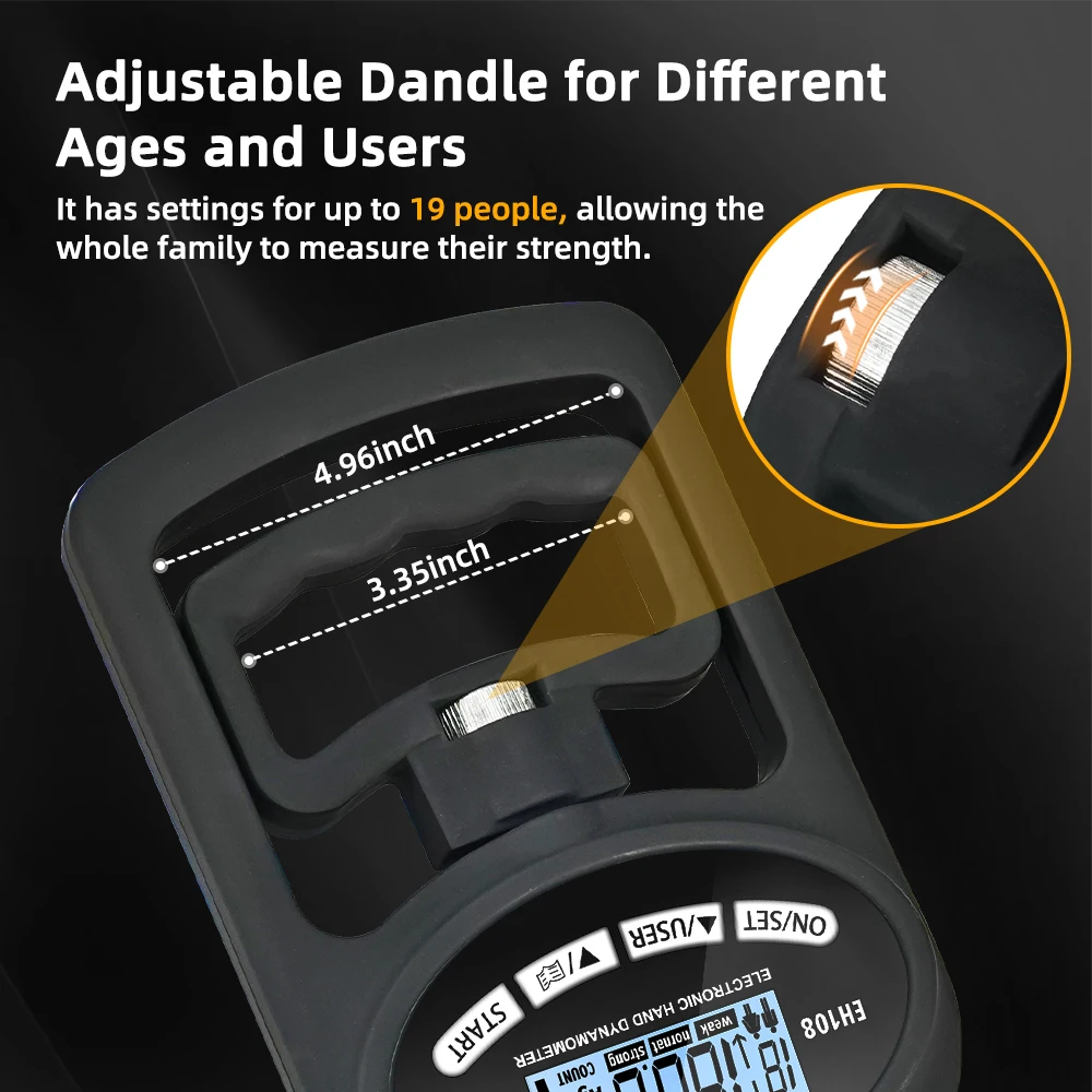 Digital Hand Dynamometer Grips Strength Trainer Electronic Tester Meter Gauge Measurer USB LCD Screen 265 Lbs