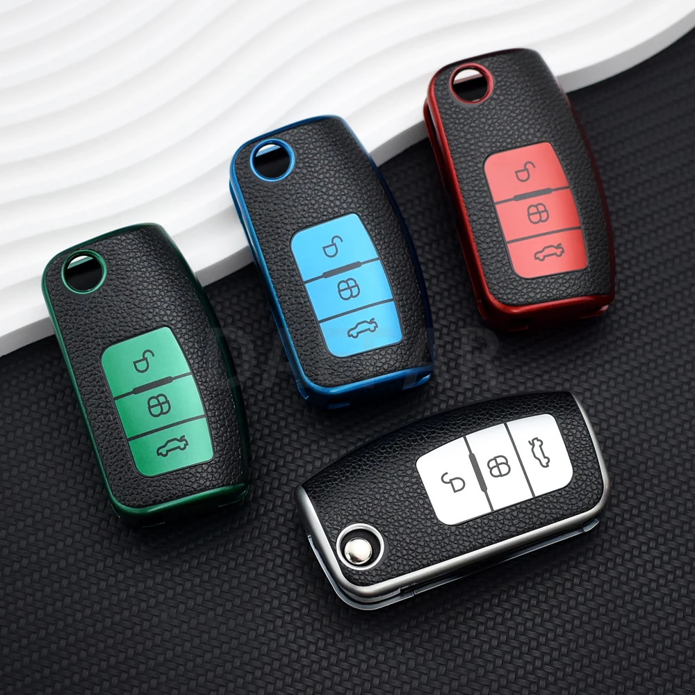 포드 B-Max C-Max 에코 스포츠 갤럭시 피에스타 포커스 2 에코스포츠 쿠가 이스케이프 팔콘용 TPU 가죽 자동차 키 케이스 커버
