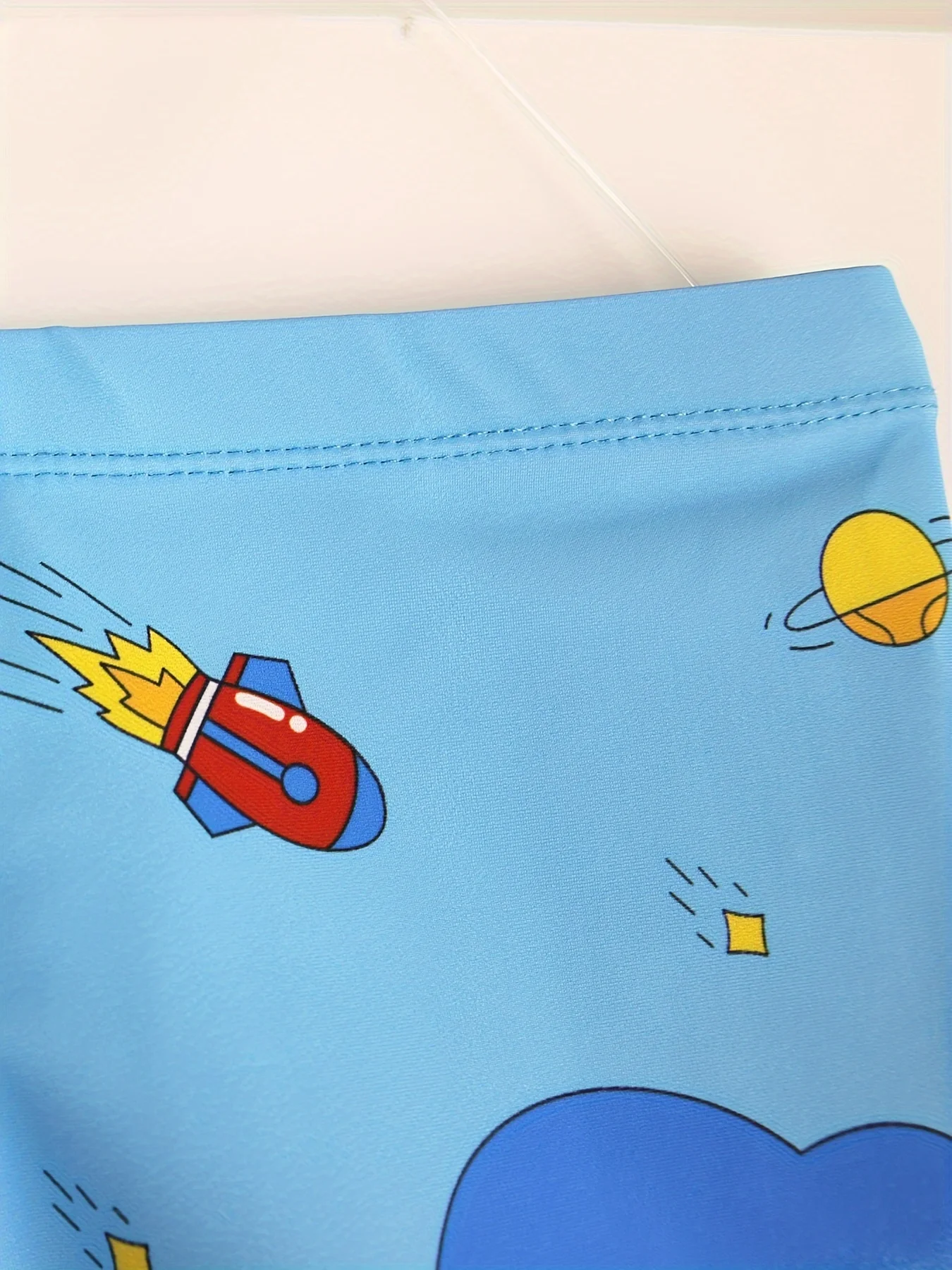 Cartoon Astronaut Pattern Quick Dry Swim Trunks Boys Elastic Waist Beach Shorts Boys Swimwear Summer Vacation