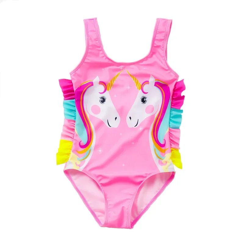 Children Swimwear One-Piece Swimsuit with Mermaid Tail Cute Unicorn Children's Stylish Unicorn Children's One-Piece Swimsuit with Bowknot