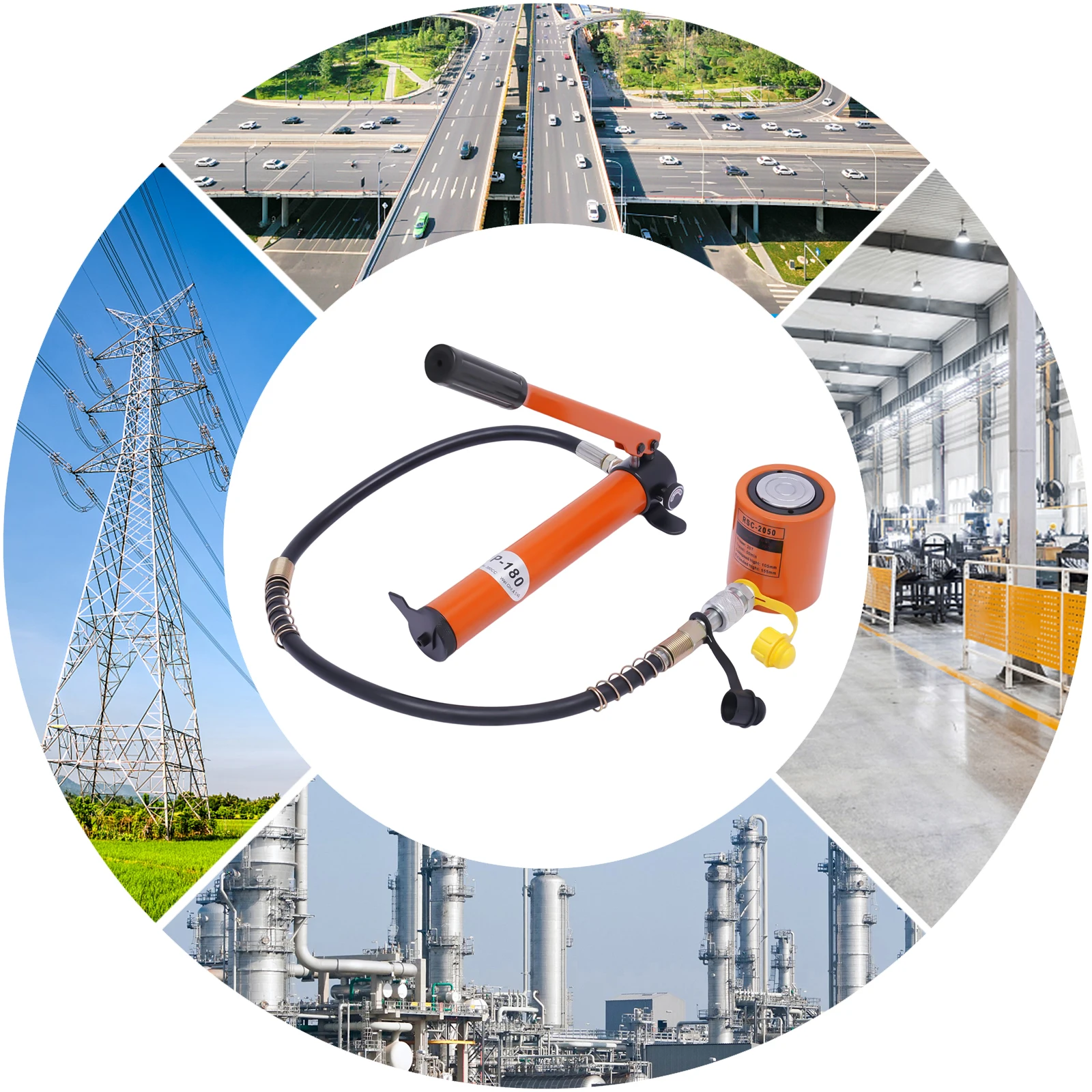 10T/20T Hydraulic Ram Cylinder Jack Power Ram Mini Lifting Jack with CP-180 Hydraulic Hand Pump for Machinery Shipbuilding 4