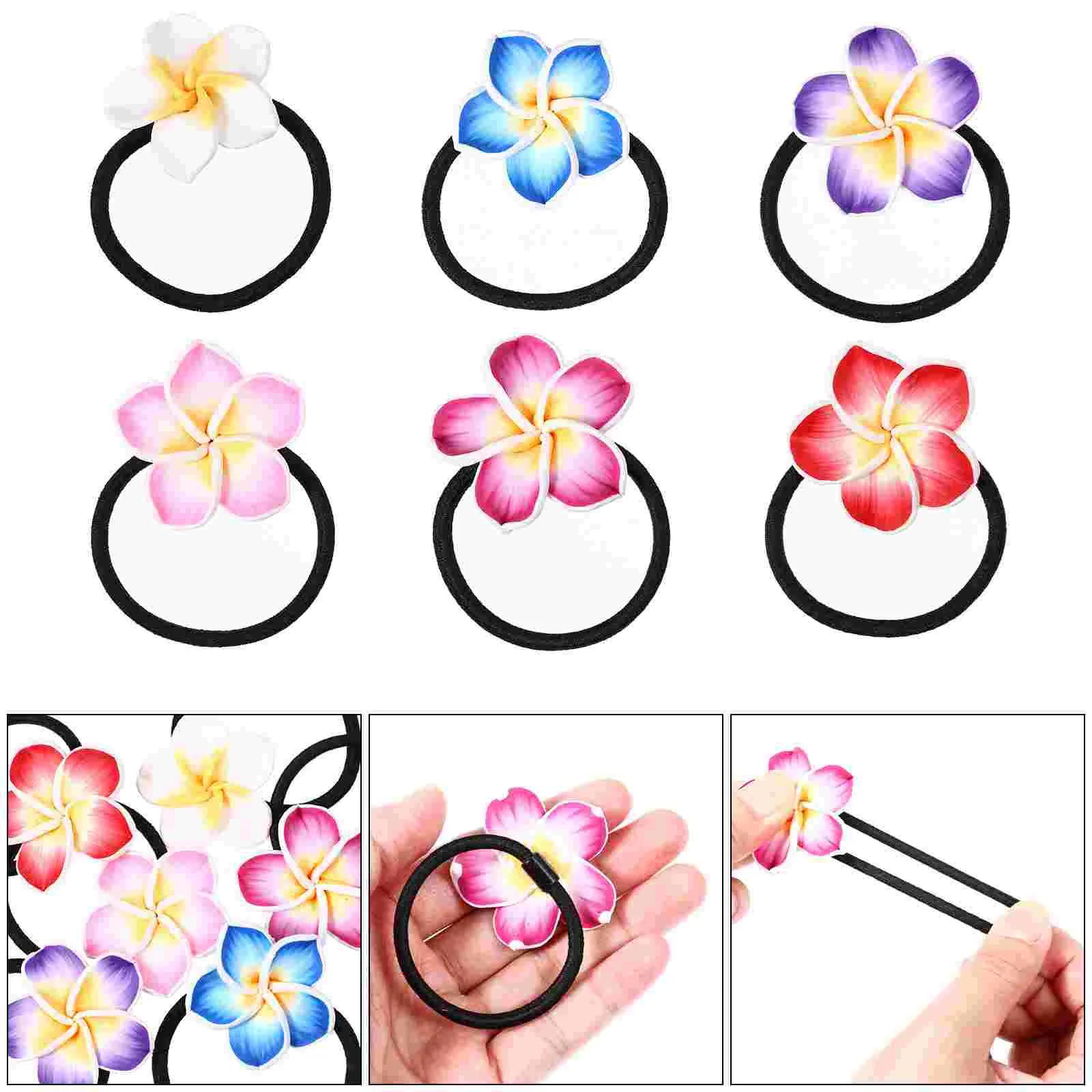 

Elastic Hair Ties Plumeria Hairband Rope for Girls Headband Hawaiian Decorations Miss