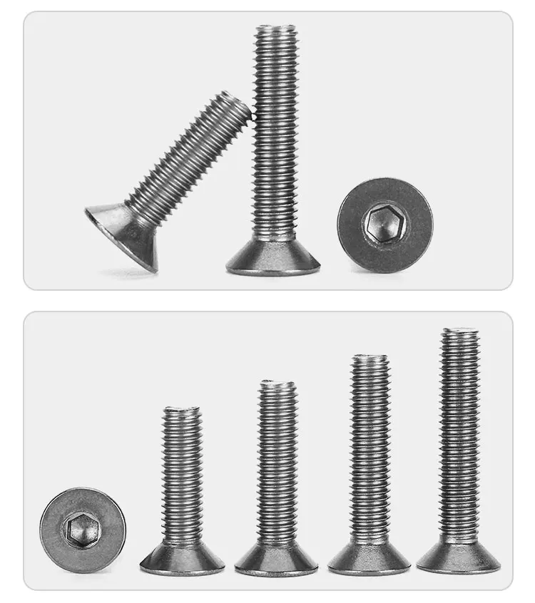 escareado Cap Cabeça Parafusos, M2, M2.5, M3, M4, M5, M6, TA2