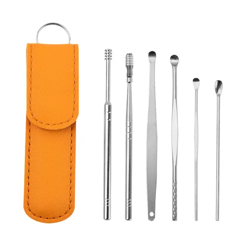 6PCS Ear Cleaner Wax Removal Tool Earpick Sticks Earwax Remover Curette Ear Pick Cleaning Ear Cleanser Spoon Health Care