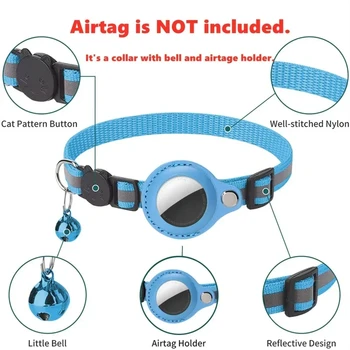 Airtag Case Collar For Cat Protective Cover For Anti Lost Locator Holder Dog Tracker Accessories Reflective Pet Collar With Bell 2