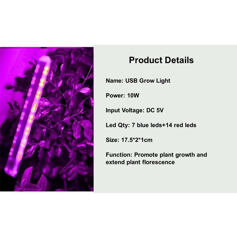 OWLEEN LED Light Full Spectrum 5V USB Light Strip 2835 LED Phyto for Plants Hydroponics 100cm
