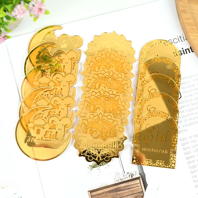 Golden Eid Mubarak Cake Decor Mirror Acrylic Cupcake Cake Topper Ramadan Decoration Islam Muslim Festival Party Supplies 10Pcs Party Decorations,Birthday Party Supplies,Cake Topper,Cake Decorations,Cake Toppers,Cupcake Supplies