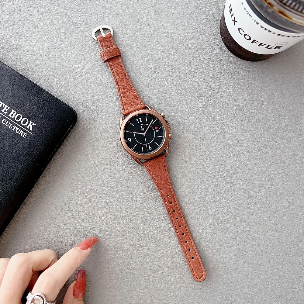 

Slim Leather Loop for Samsung Galaxy Watch 3 41mm 4Classic 42/46mm 5Pro 40/44mm Active Band for Gear Sport Amazfit Bip Huawei GT