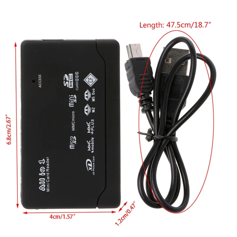 

All-In-One Memory Card Reader For USB External Mini Micro SD SDHC M2 for MMC XD CF W3JD