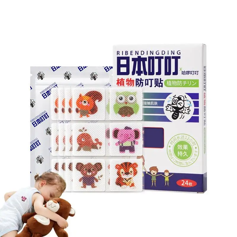

Anti Bite Patches 24Pcs Outdoor Stickers Cute Patches Indoor Patches Animal Stickers For Indoor Kids Adults Picnic Camping